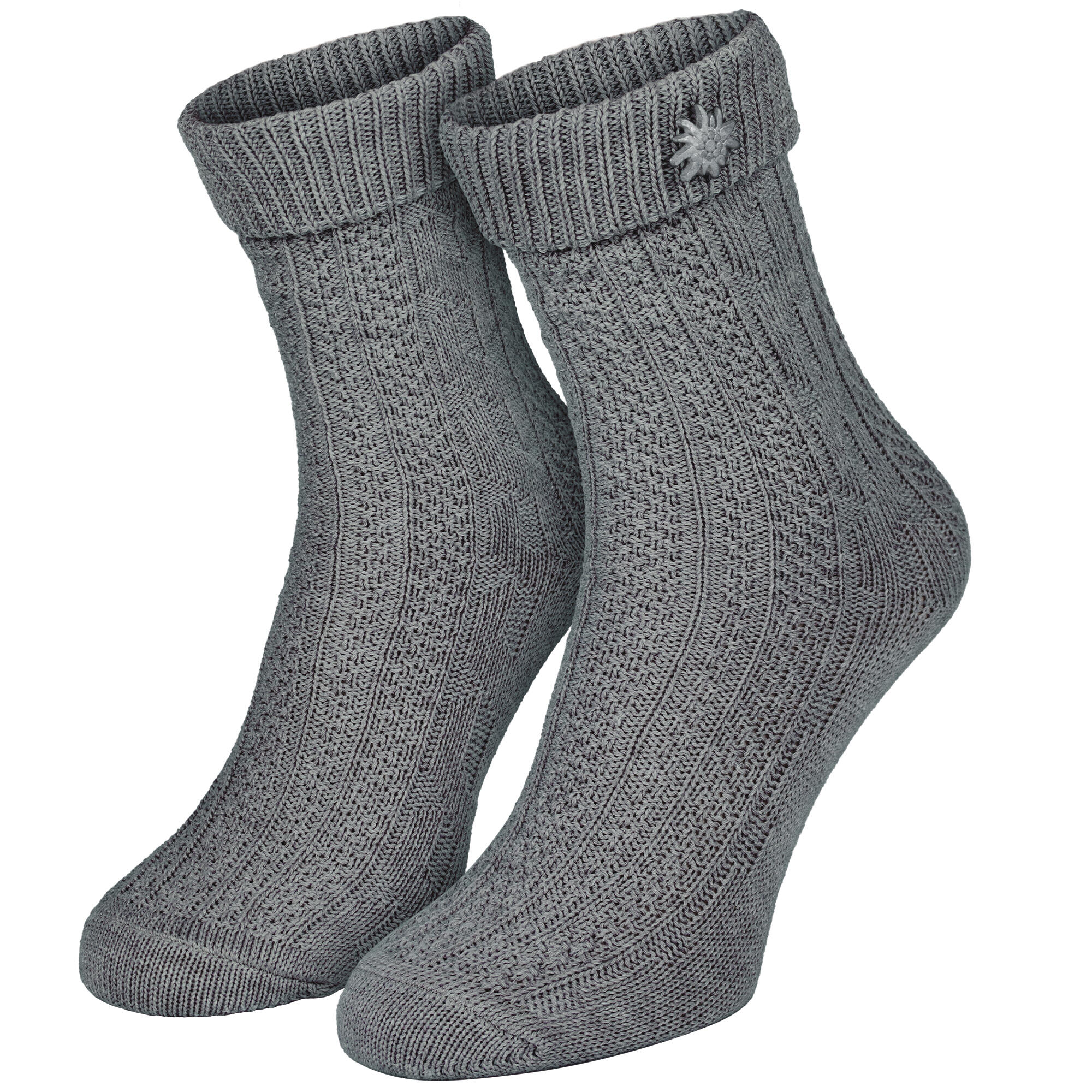 Socken mit Zopfmuster | Trachtenstil | Damen & Herren | Grau