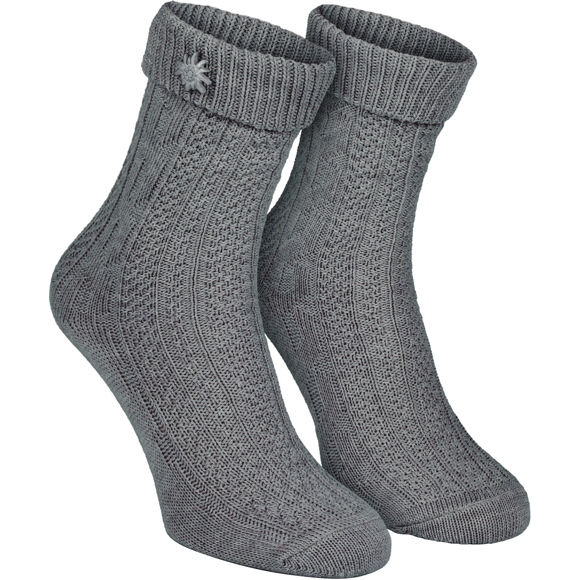 Socken mit Zopfmuster | Trachtenstil | Damen & Herren | Grau 3/6