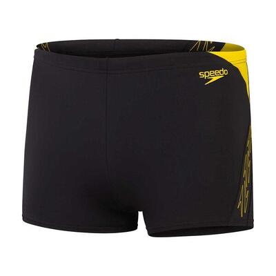 Heren hyperboom aquashort zwemshort (zwart/geel)