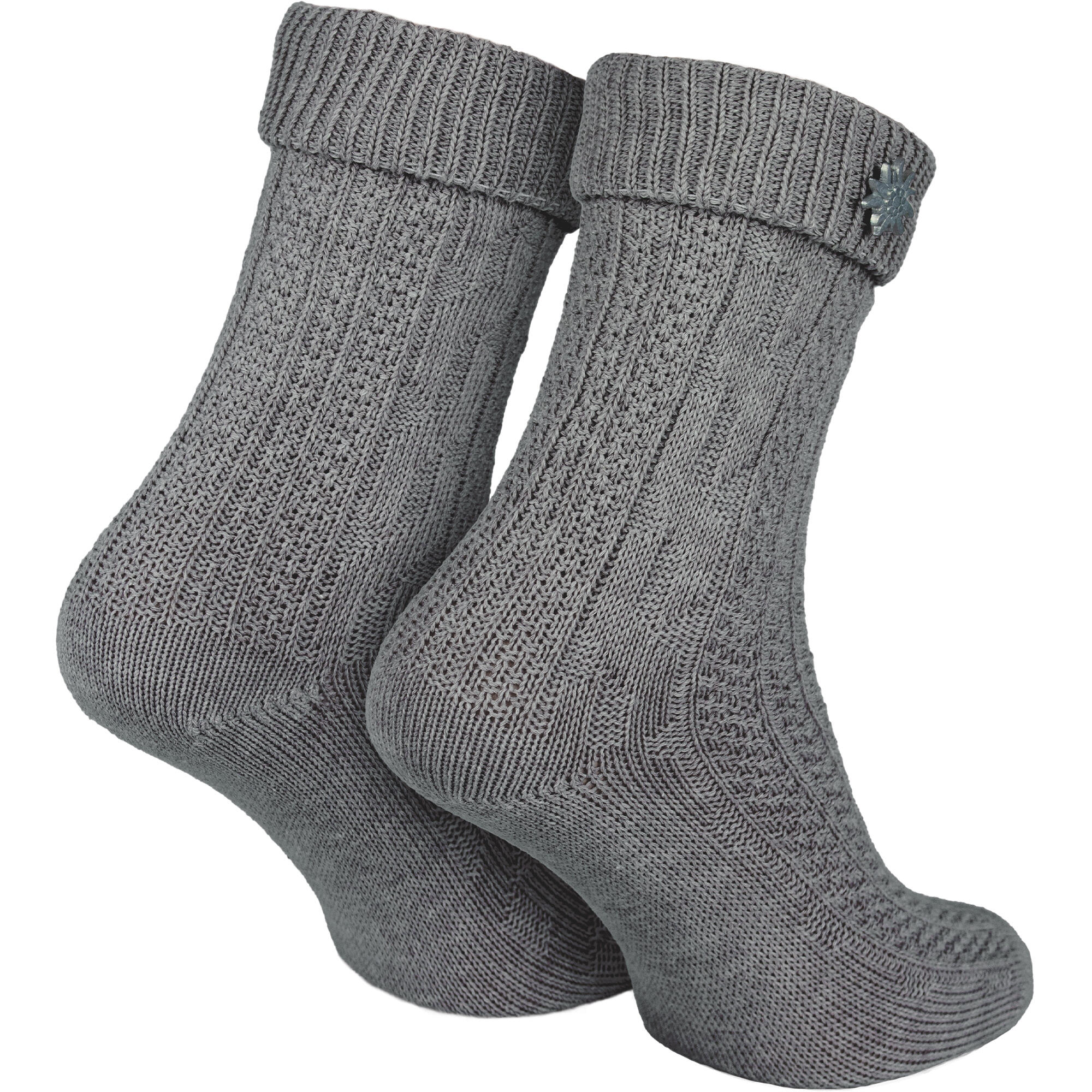 Socken mit Zopfmuster | Trachtenstil | Damen & Herren | Grau 4/6