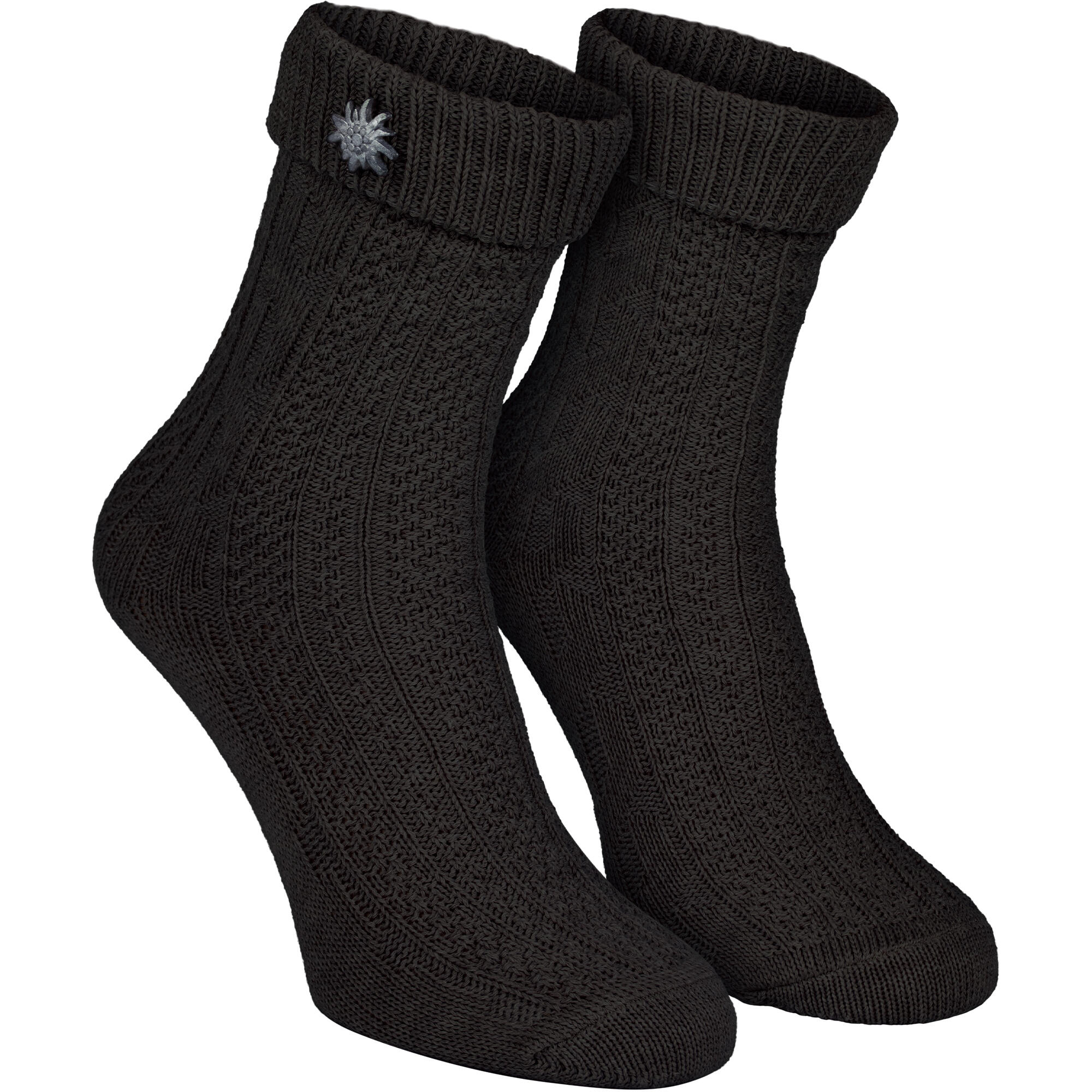 Socken mit Zopfmuster | Trachtenstil | Damen & Herren | Schwarz 3/6
