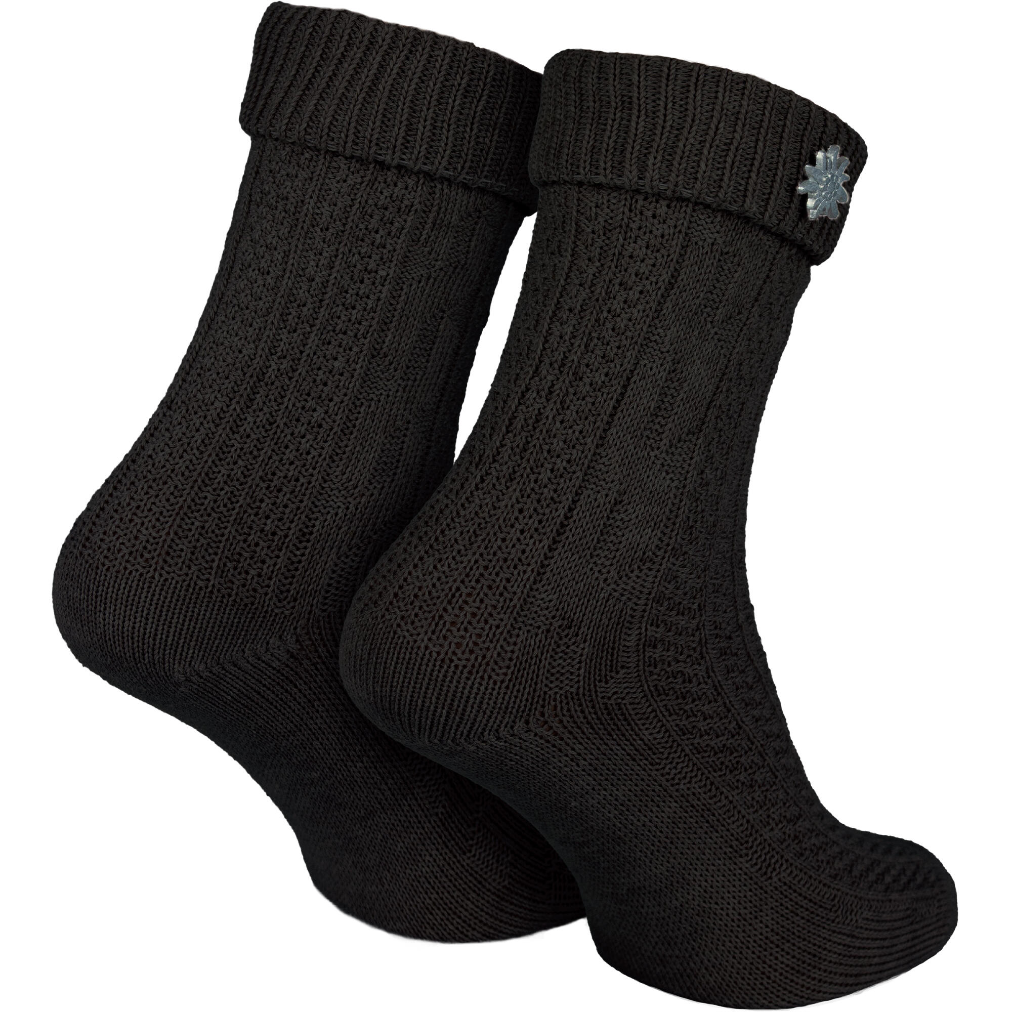 Socken mit Zopfmuster | Trachtenstil | Damen & Herren | Schwarz 4/6