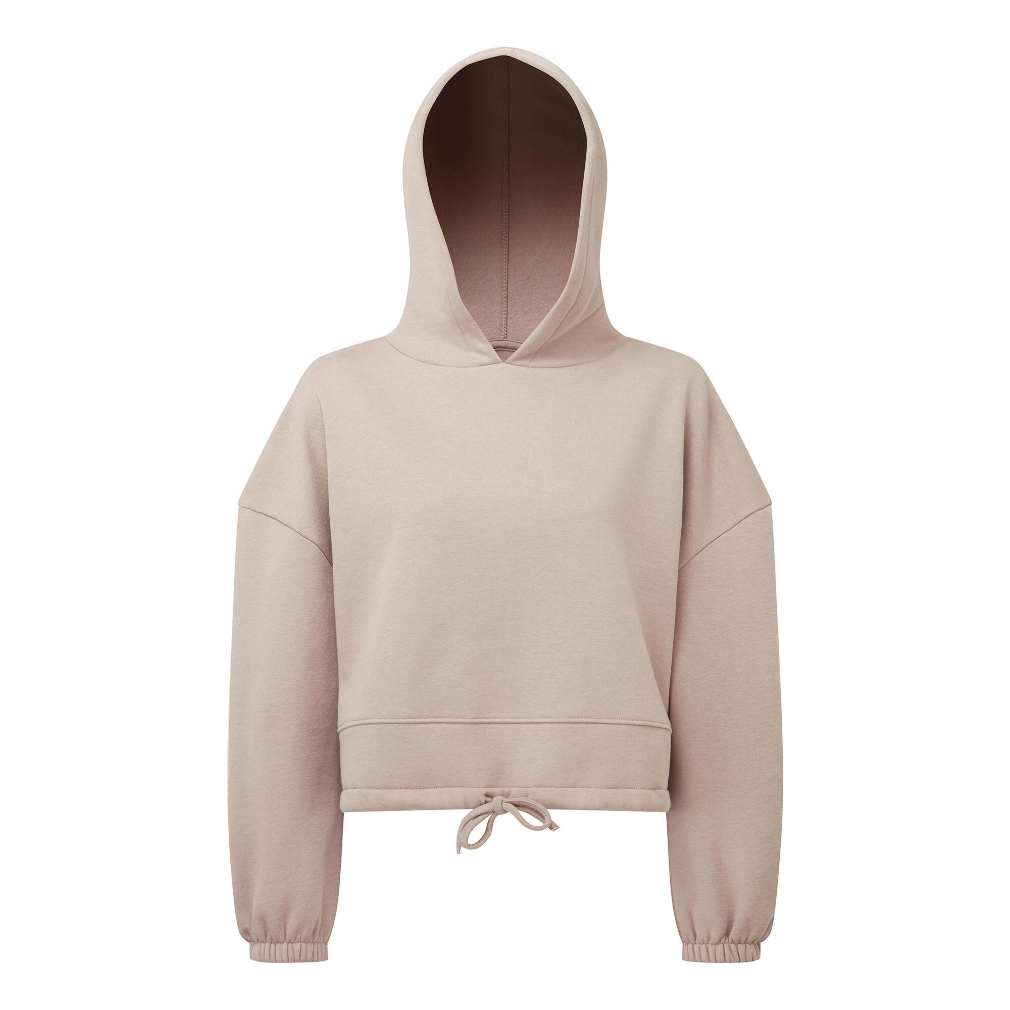 TRIDRI Felpa Corta In Vita Oversize Con Cappuccio Donna TriDri Pietra