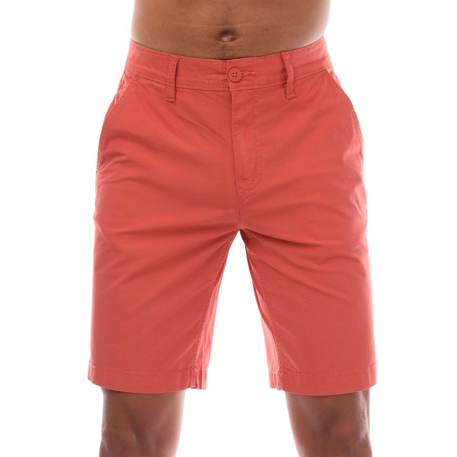 TIMBERLAND Mens Claremont Poplin Chino Shorts (Coral)