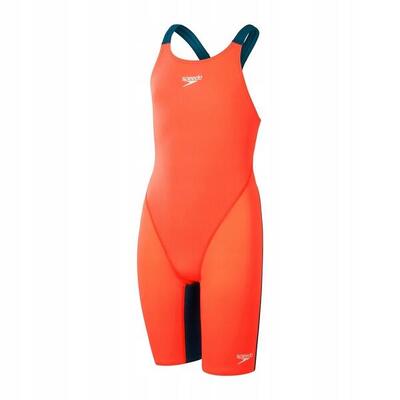 Meisjes fastskin endurance+ eendelig zwempak (rood/blauw)