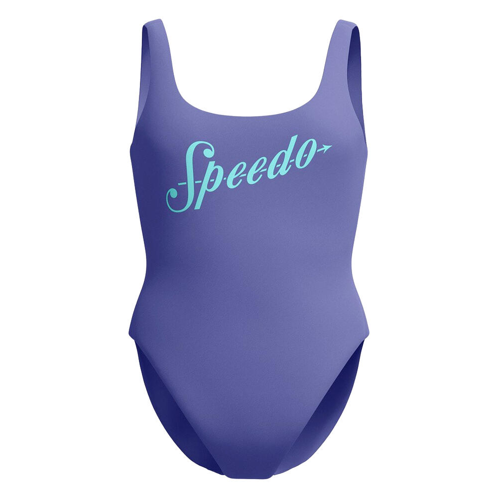 Womens/Ladies Logo UBack One Piece Swimsuit (Blue)