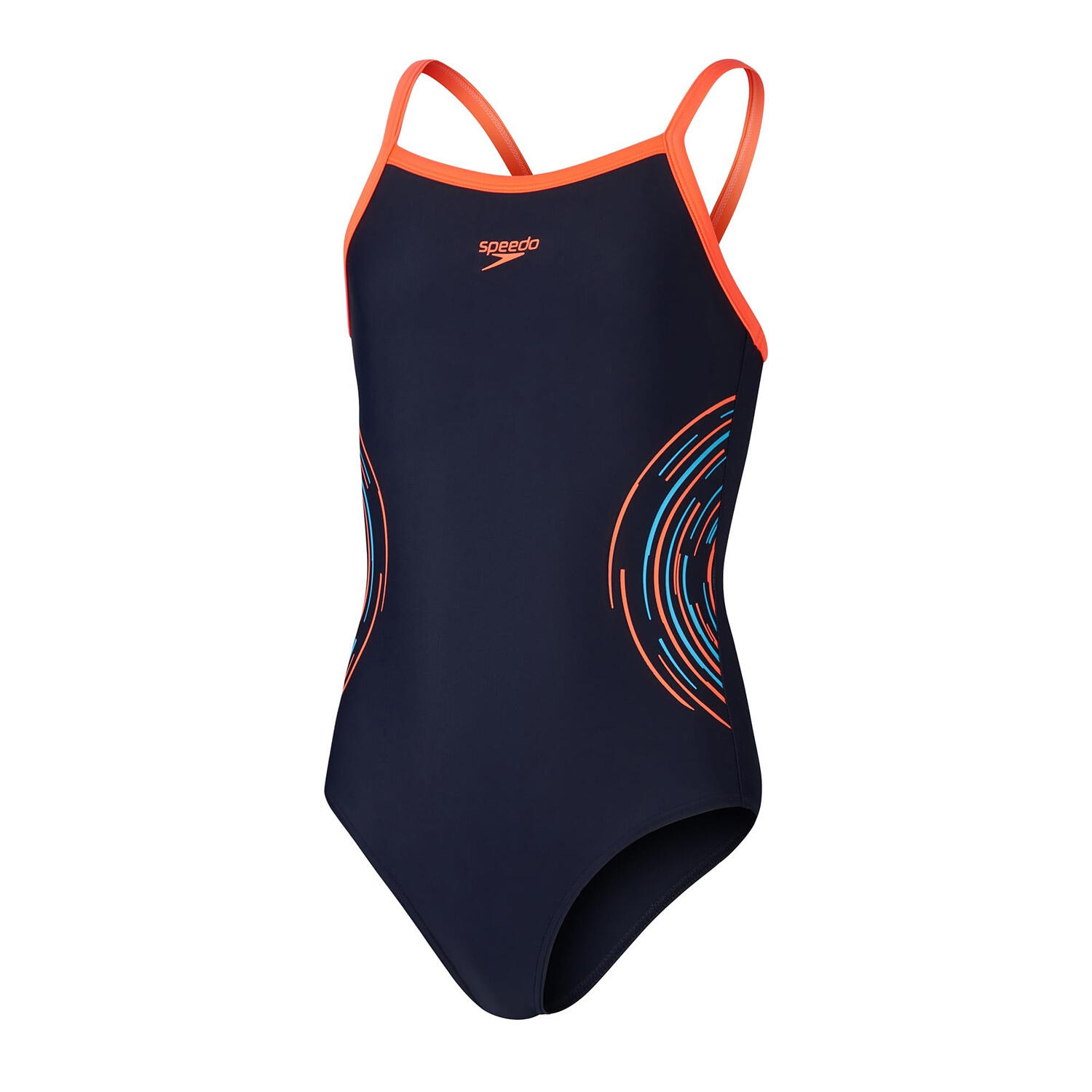 SPEEDO Costume Da Bagno Intero Muscleback Bretellina Ragazze Speedo Blu Navy Rosso