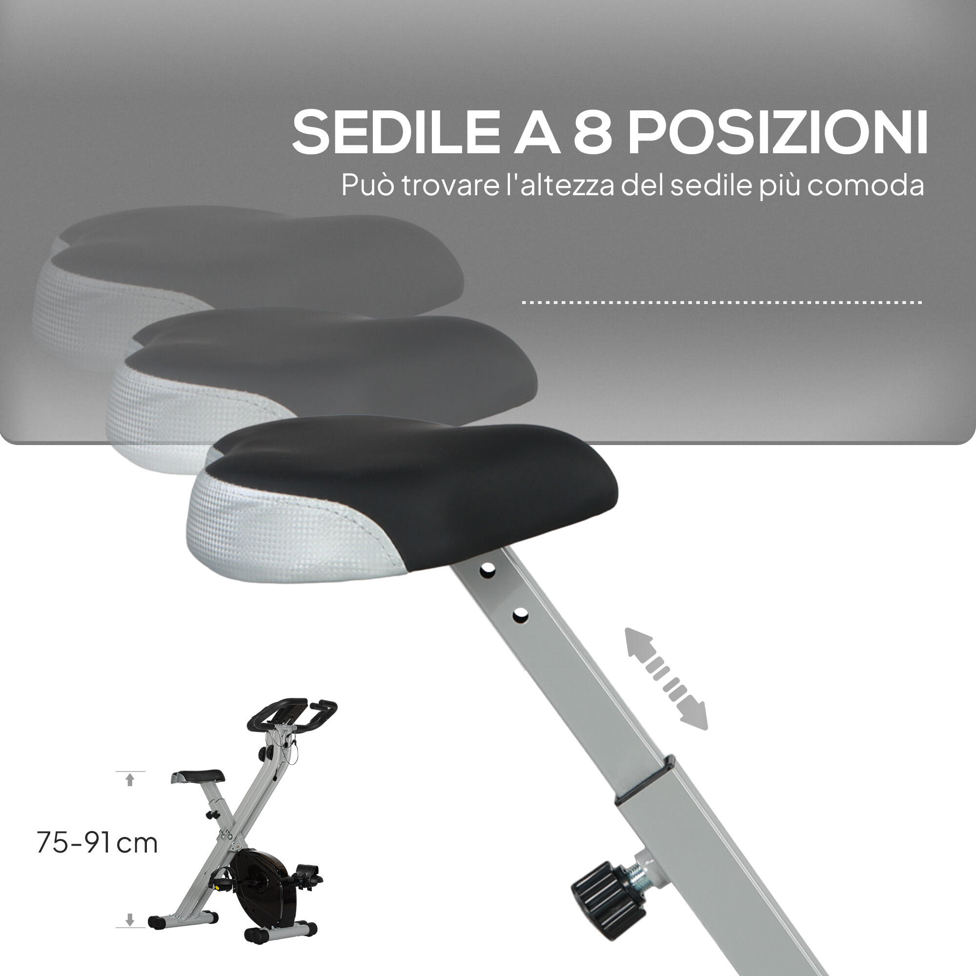 SPORTNOW Cyclette Pieghevole Magnetica a 8 Livelli con Display Grigio e Nero 6/8