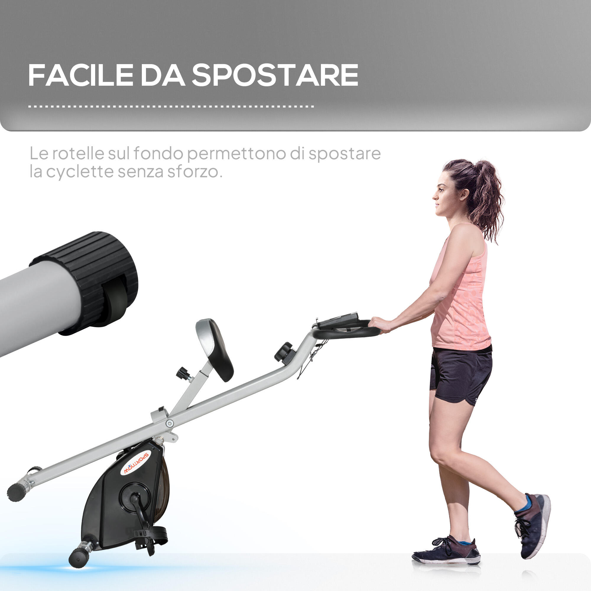 SPORTNOW Cyclette Pieghevole Magnetica a 8 Livelli con Display Grigio e Nero 7/8