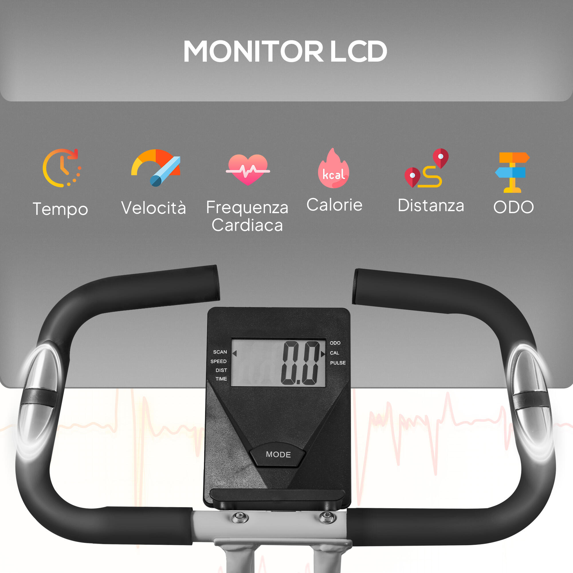 SPORTNOW Cyclette Pieghevole Magnetica a 8 Livelli con Display Grigio e Nero 4/8