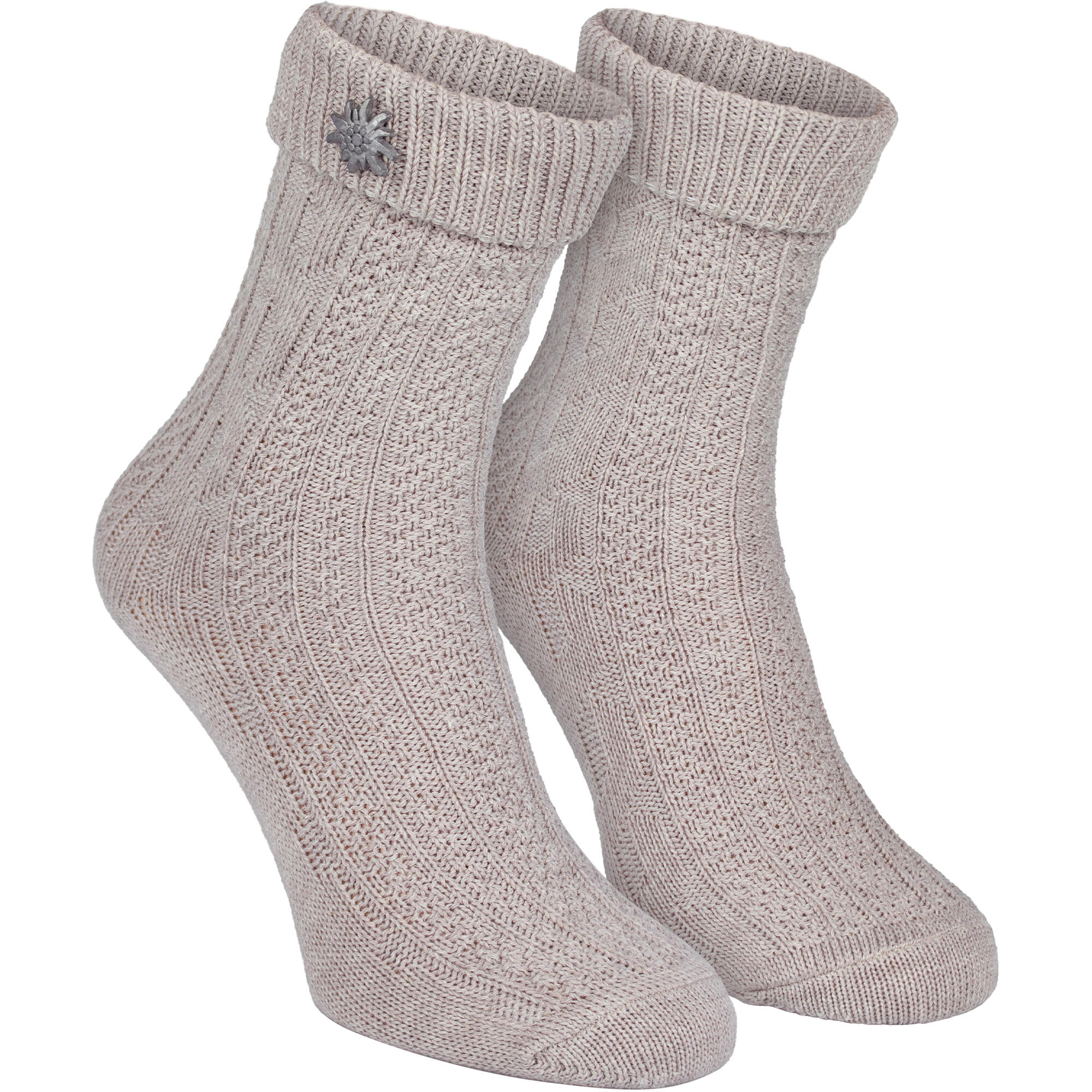 Socken mit Zopfmuster | Trachtenstil | Damen & Herren | Beige 3/6