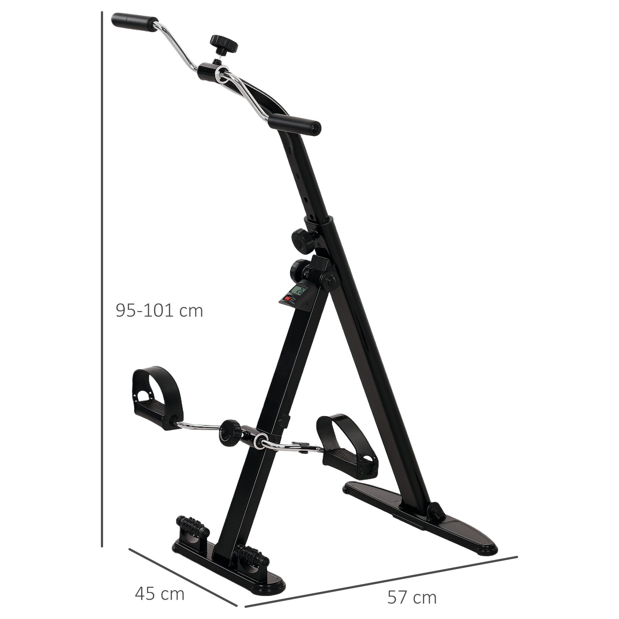 SPORTNOW Cyclette Riabilitazione Pieghevole Schermo LCD e Manubrio Regolabile 3/7