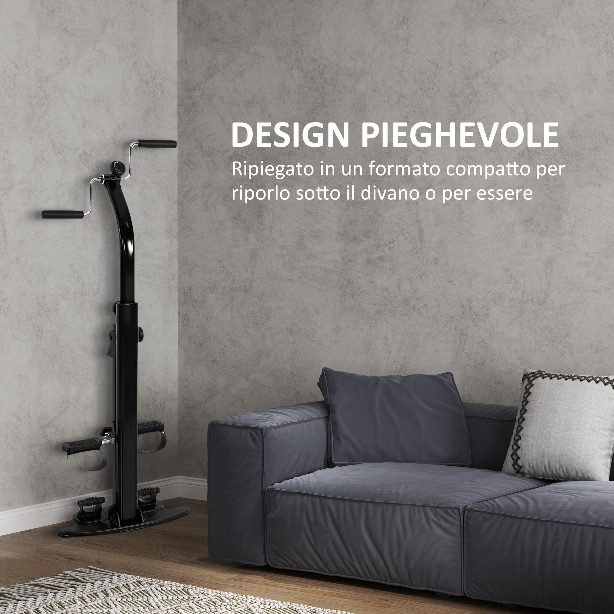SPORTNOW Cyclette Riabilitazione Pieghevole Schermo LCD e Manubrio Regolabile 7/7