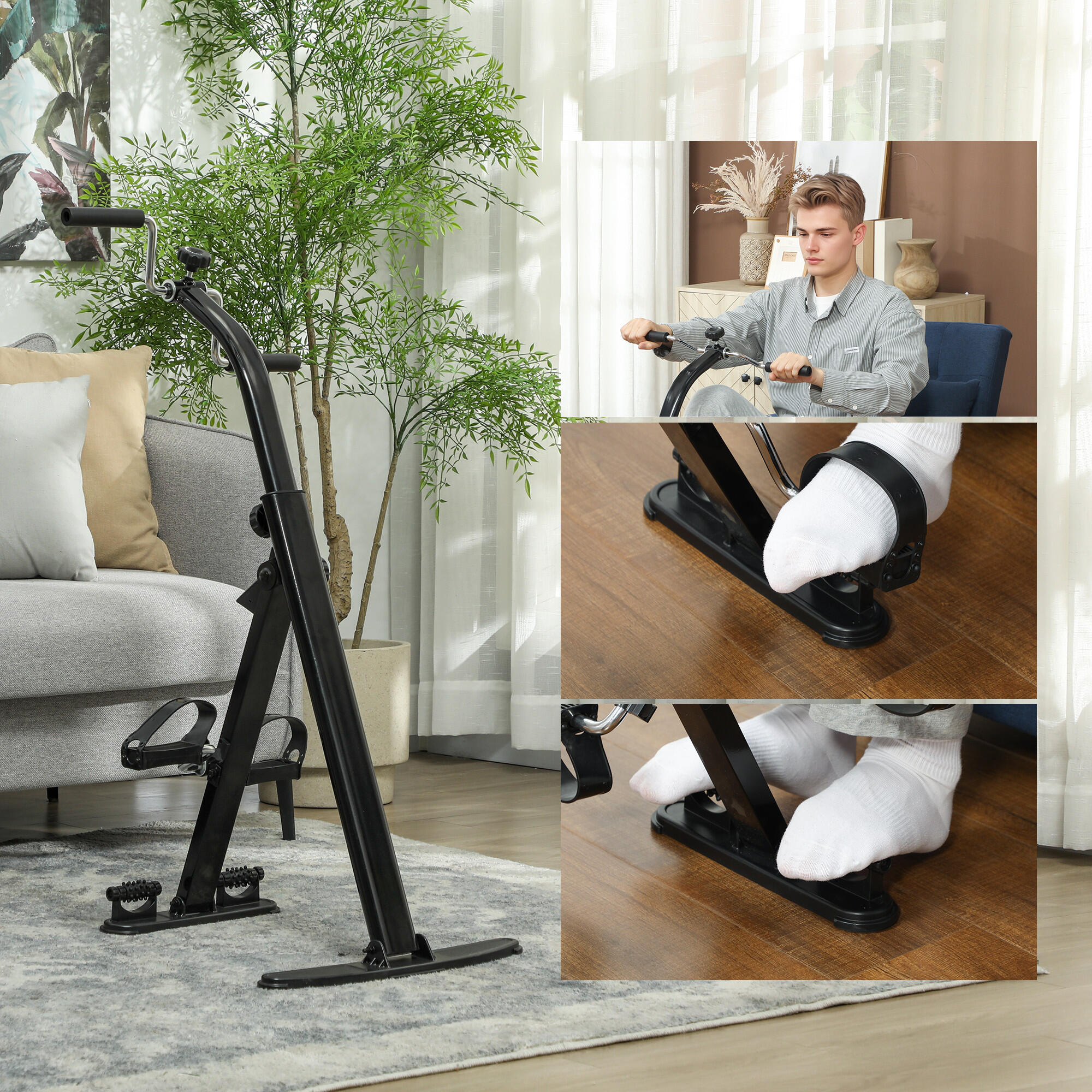 SPORTNOW Cyclette Riabilitazione Pieghevole Schermo LCD e Manubrio Regolabile 4/7