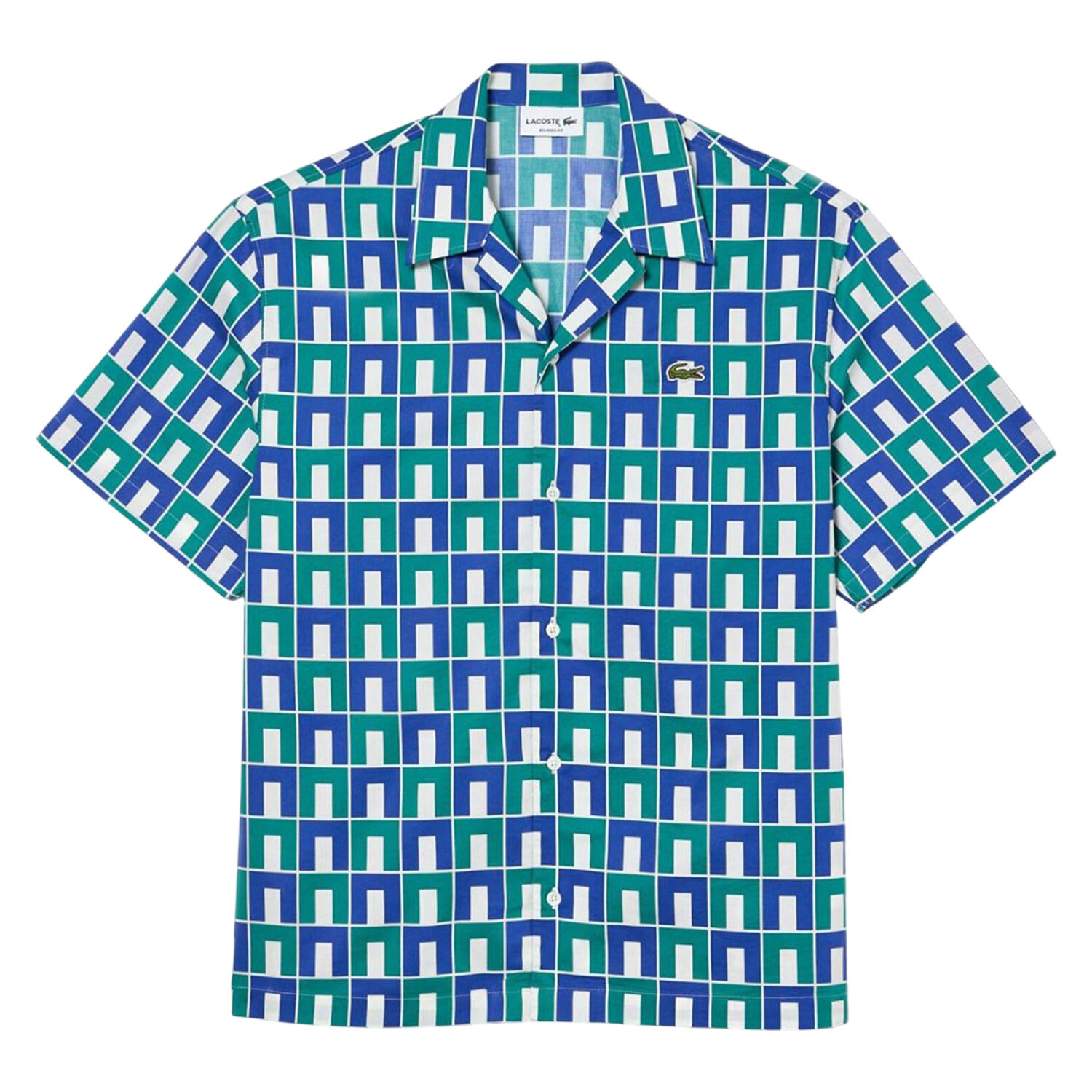 LACOSTE Mens Printed Relaxed Fit Shirt (Blue)