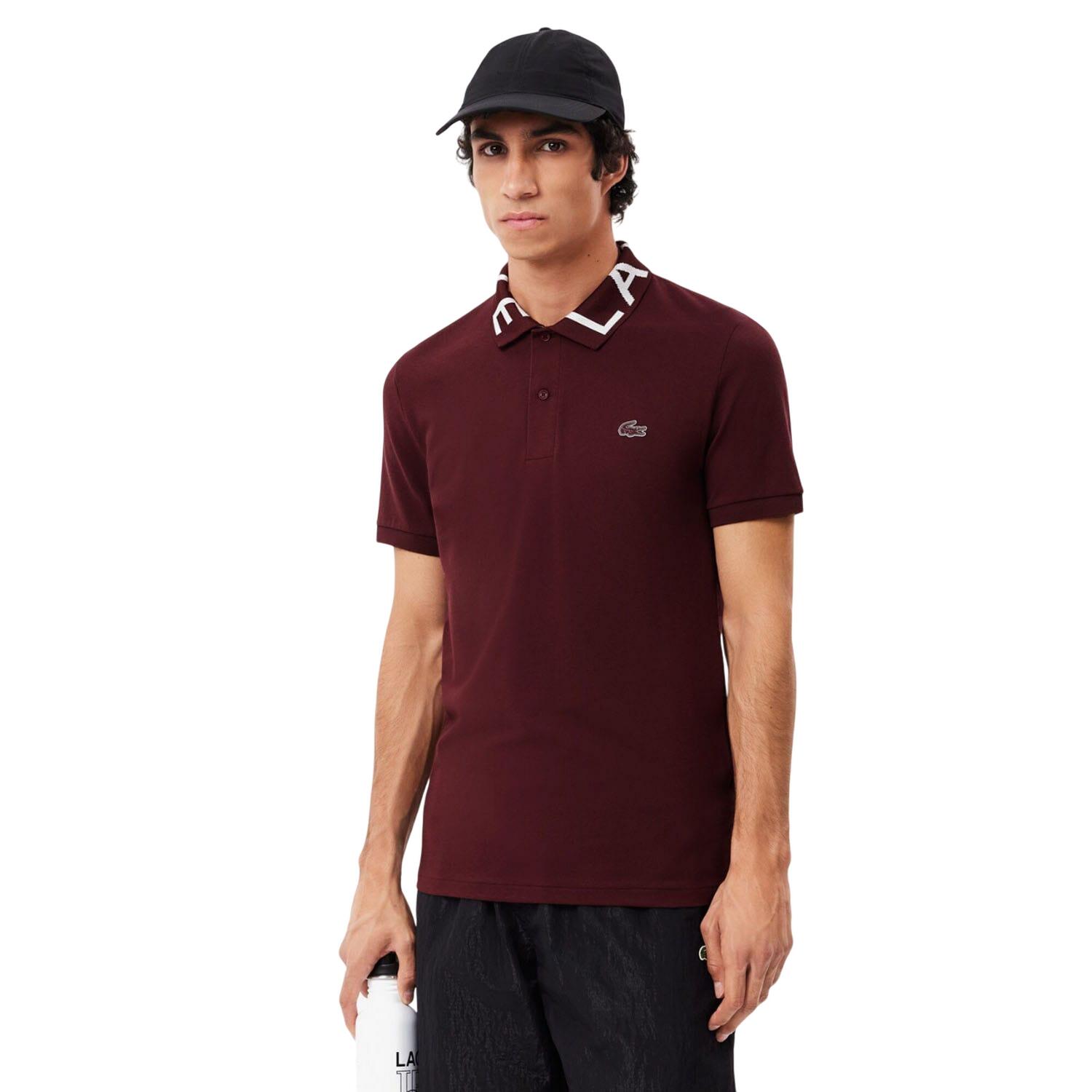 LACOSTE Mens Movement Pique Slim Polo Shirt (Maroon Red)