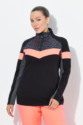 Femme T-shirt camionneur technique coupe slim col montant et manches longues