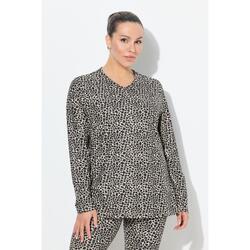 Femme T-shirt technique de ski à col en V et manches longues motif léopard