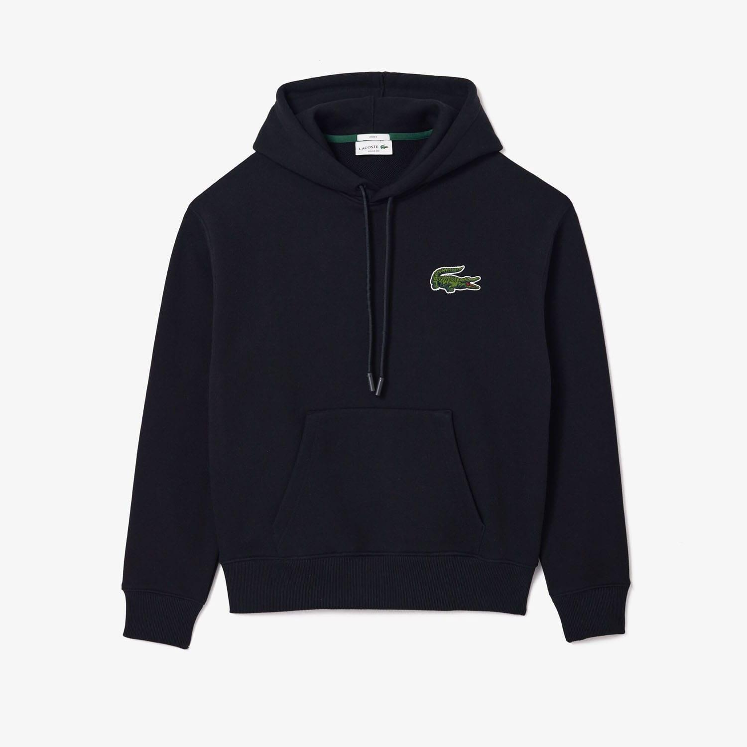 LACOSTE Unisex Adult Fleece Loose Hoodie (Black)