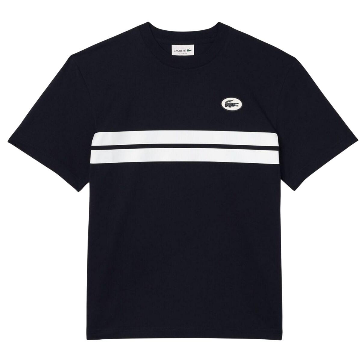 LACOSTE Mens Heritage Back Print Cotton TShirt (Navy)