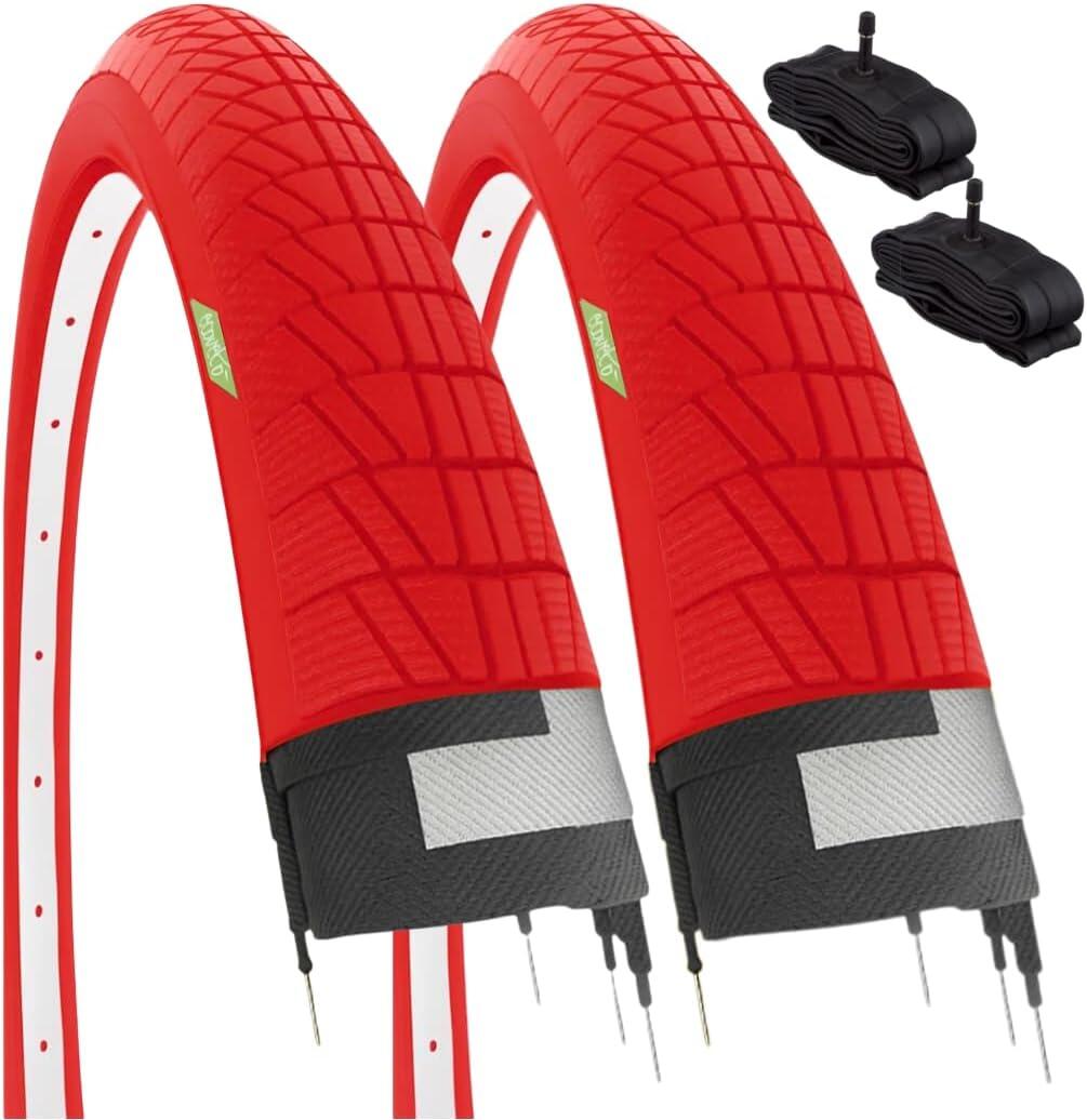 ECOVELO 2 copertoni rossi 20x1.75 +camere, pneumatici bici 20 x 1.75 graziella EV