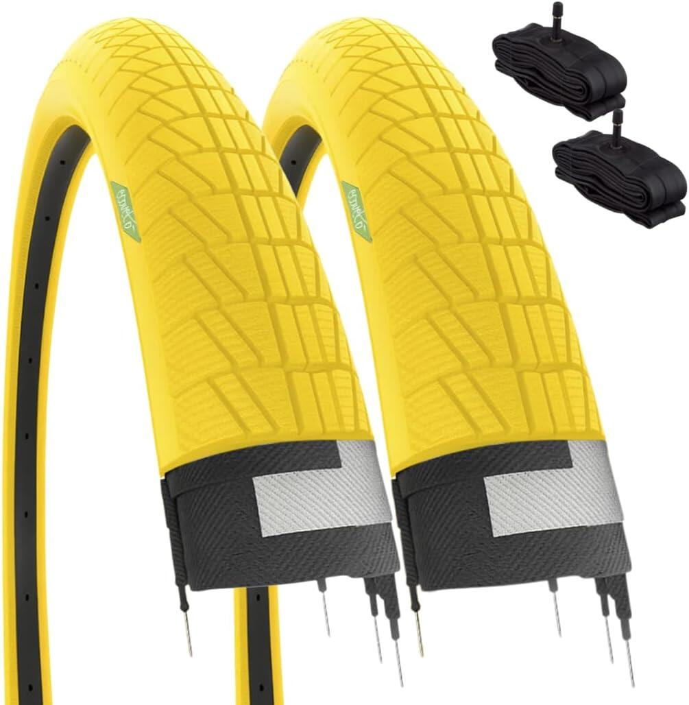 ECOVELO 2 copertoni gialli 20x1.75 + camere, pneumatici bici graziella 20 x 1.75  EV