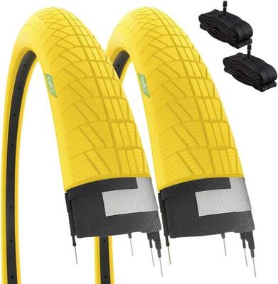 2 copertoni gialli 20x1.75 + camere. pneumatici bici graziella 20 x 1.75 EV