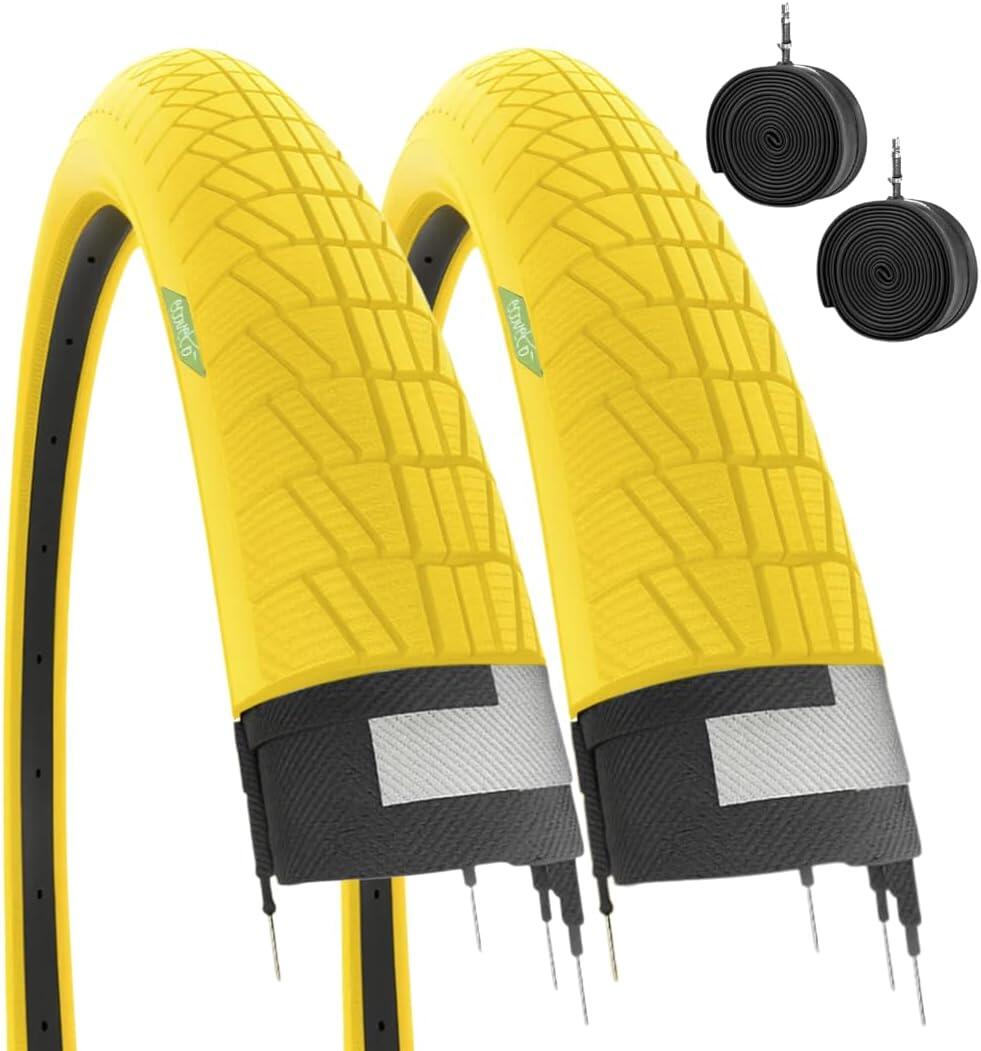 ECOVELO 2 copertoni gialli 20x1.75 + camere. Pneumatici bici 20 x 1.75 graziella EV