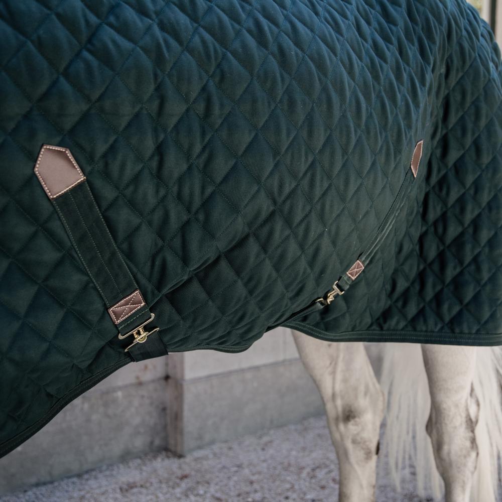 Couverture d’écurie - 600D - 140 cm / 6'3 - Fourrure de lapin vegan - Vert foncé 5/5