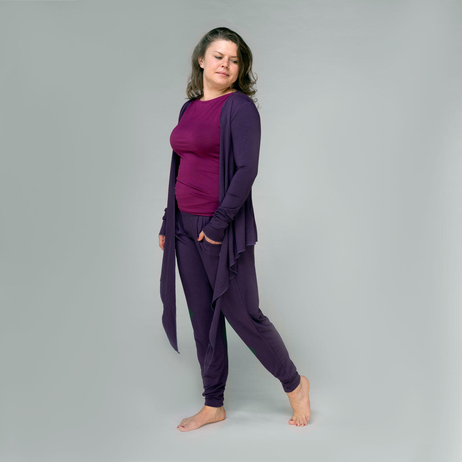 Loose Pants, bequeme Yogahose, Modal, deep purple (Blackberry Wine) 5/6