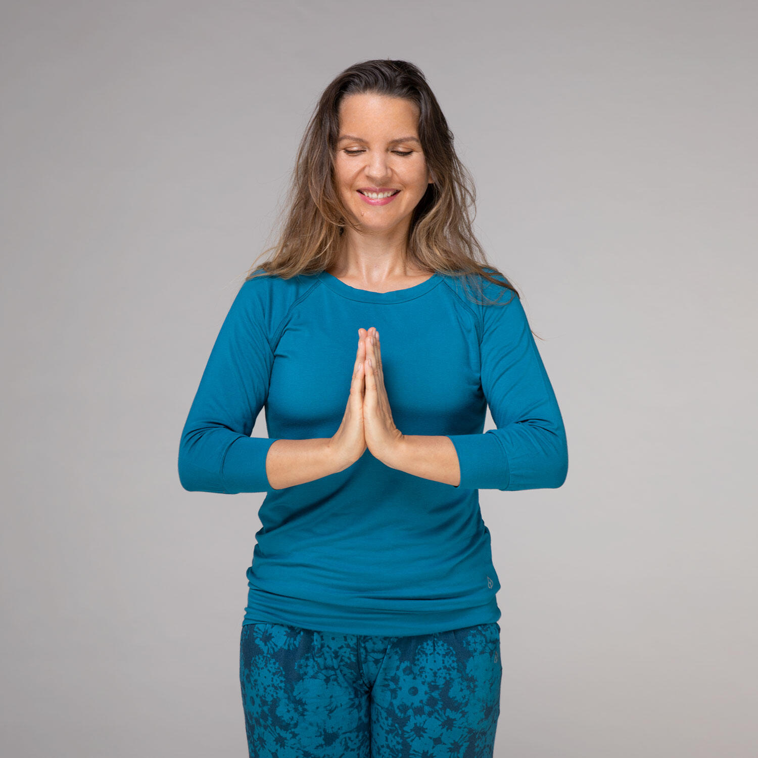 Casual ¾ Yoga Longsleeve, Modal, Petrol-blau (Lyons Blue) 5/6