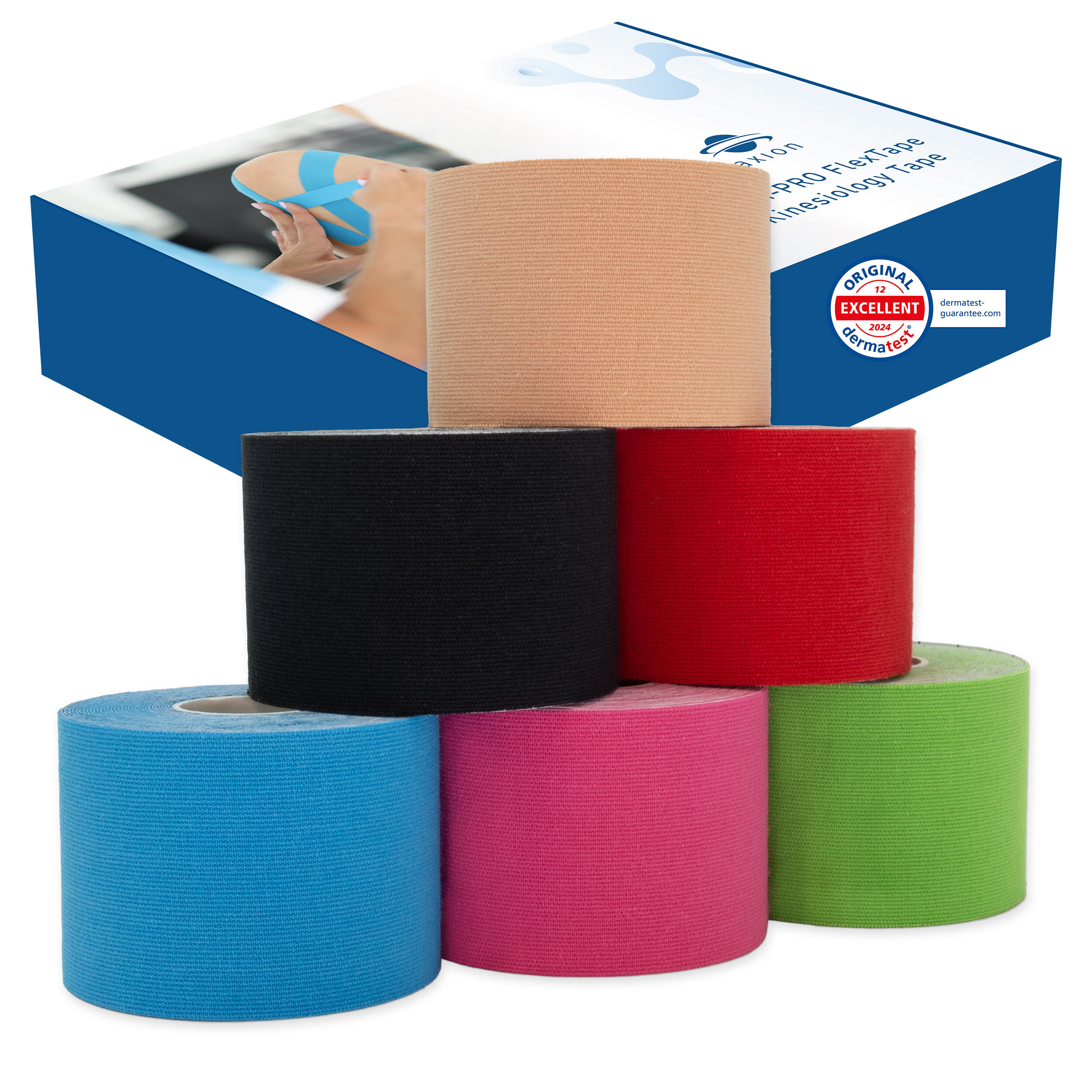 Axion - Axion Kinesiologie Tapes 6 Rouleaux Set De Mélange | Imperméable Et Dermophile - Bande De Kinésiologie - Multicolore - Taille Unique - Decathlon