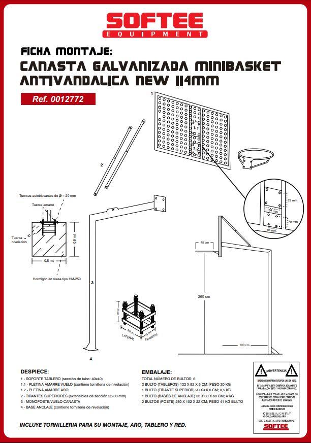 Lote de 2 minicestas galvanizadas antivandálicas Softee Equipment 4/5