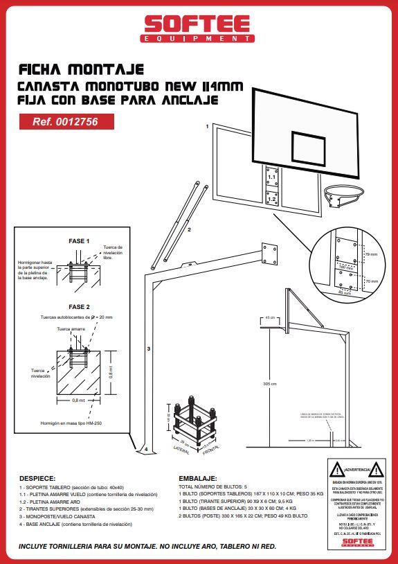 Set van 2 single-pipe basketbal hoepels zonder borden, hoepel met ankerbasis Sof 5/5