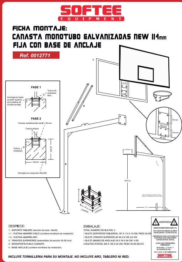 Zestaw 2 ocynkowanych koszy do koszykówki rura Softee Equipment 5/6