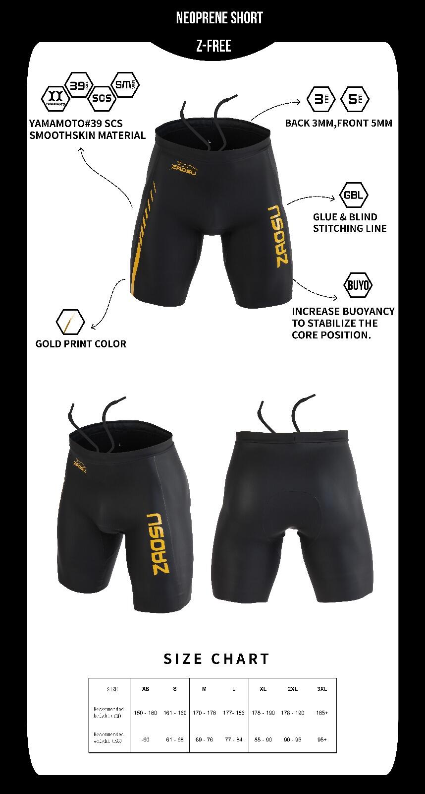 Schwimmen Neopren-Auftriebshorts 5 mm flexibel  Unisex – Z-Free Schwarz 6/6