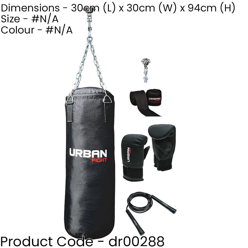 Home Boxing Set - 15KG Punch Bag Gloves Mitts Wraps & Skipping Rope ...