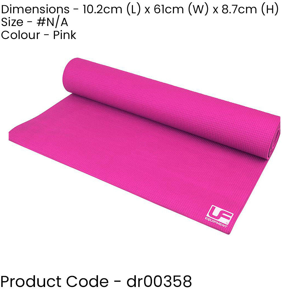 Pink 4mm Yoga Mat & Carry Strap - 183 x 61cm - Roll Out PVC