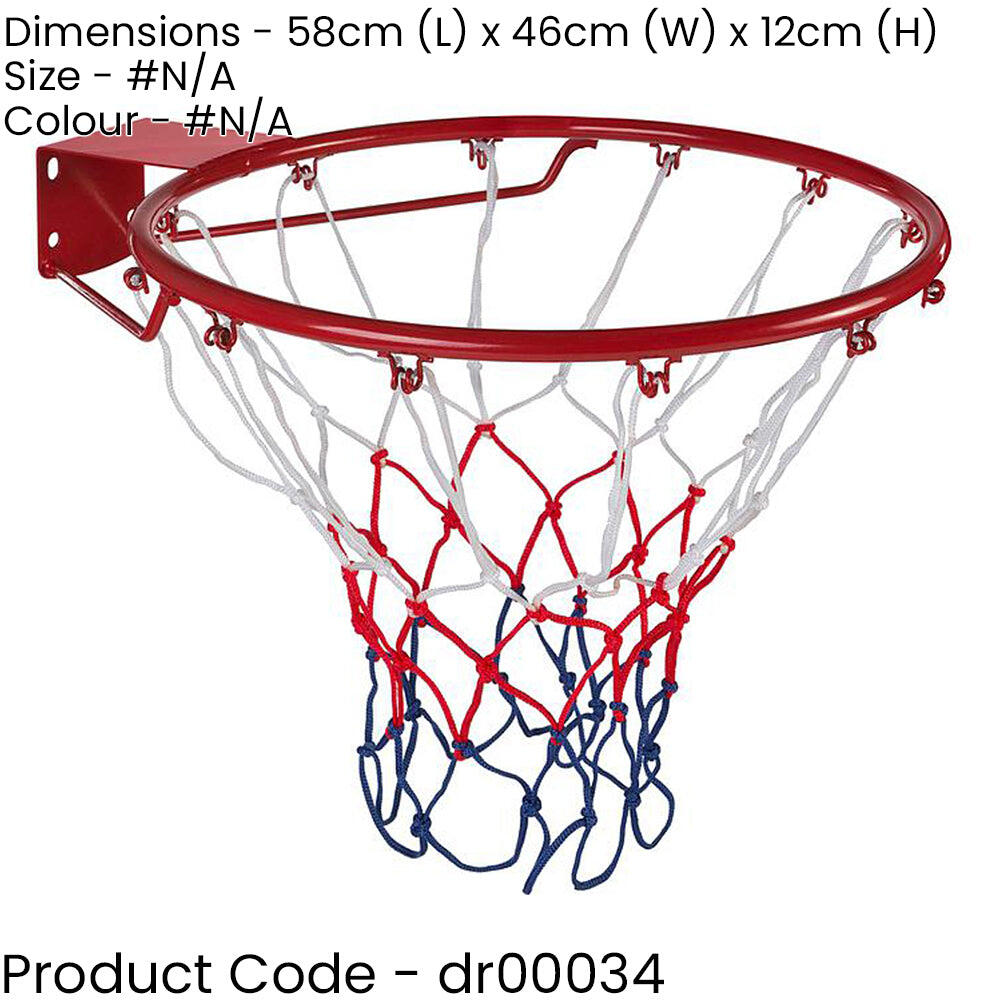 18 Inch Wall Mounted Red Basket Ball Hoop & Net Set - Outdoor Garden ...