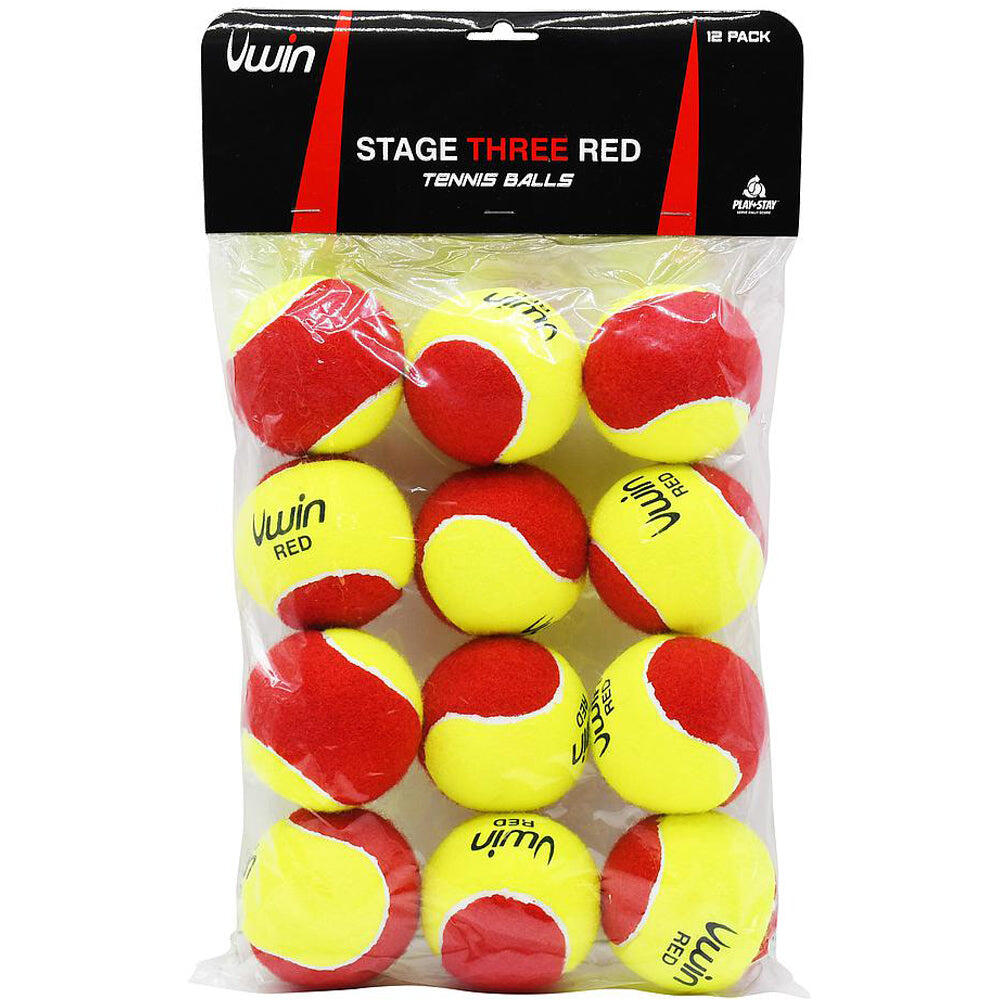 Bulk Pack Tennis Ball Bucket - 12x Stage 3 Red Training Balls