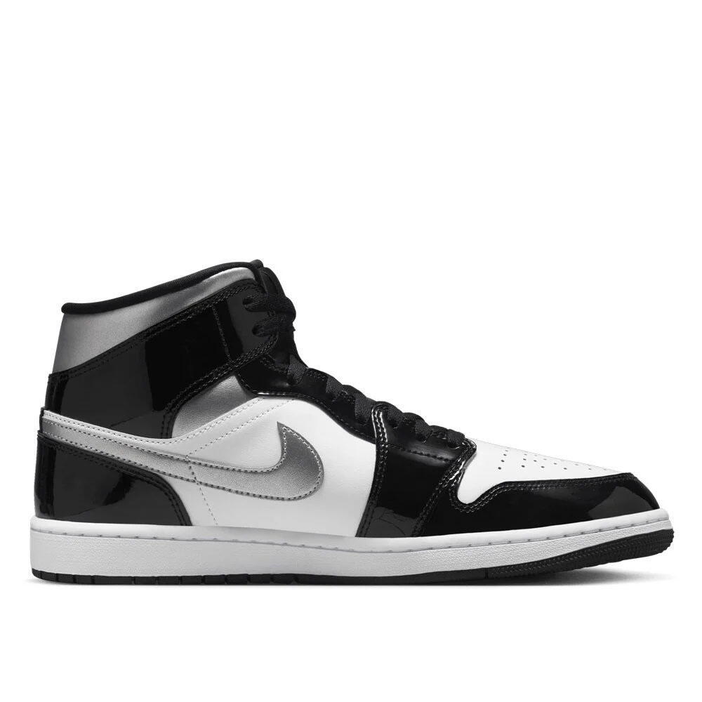 Jordan 1 Mid SE Patent Black White Metallic Silver Metallic Gold 2/7