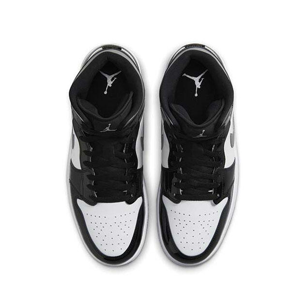 Jordan 1 Mid SE Patent Black White Metallic Silver Metallic Gold 4/7