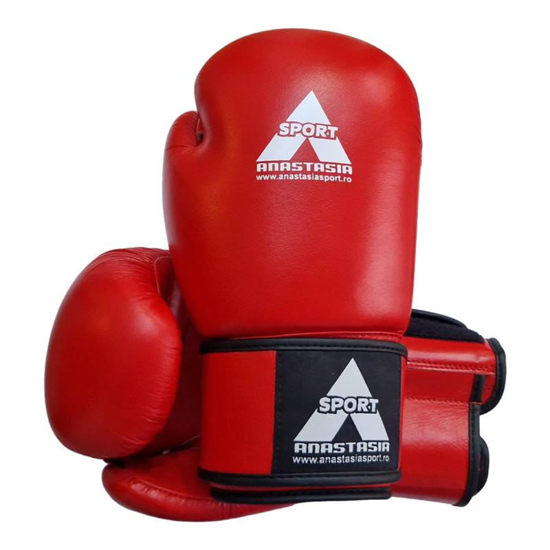 Manusi box lupta Anastasia, piele naturala, rosii, marime 12 OZ