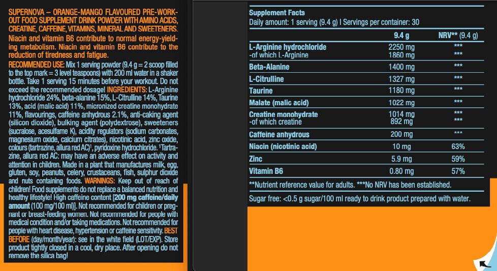 Pre-workout - Supernova - Orange Mangue 3/3