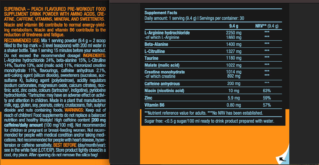 Pre-workout - Supernova - Pêche 3/3
