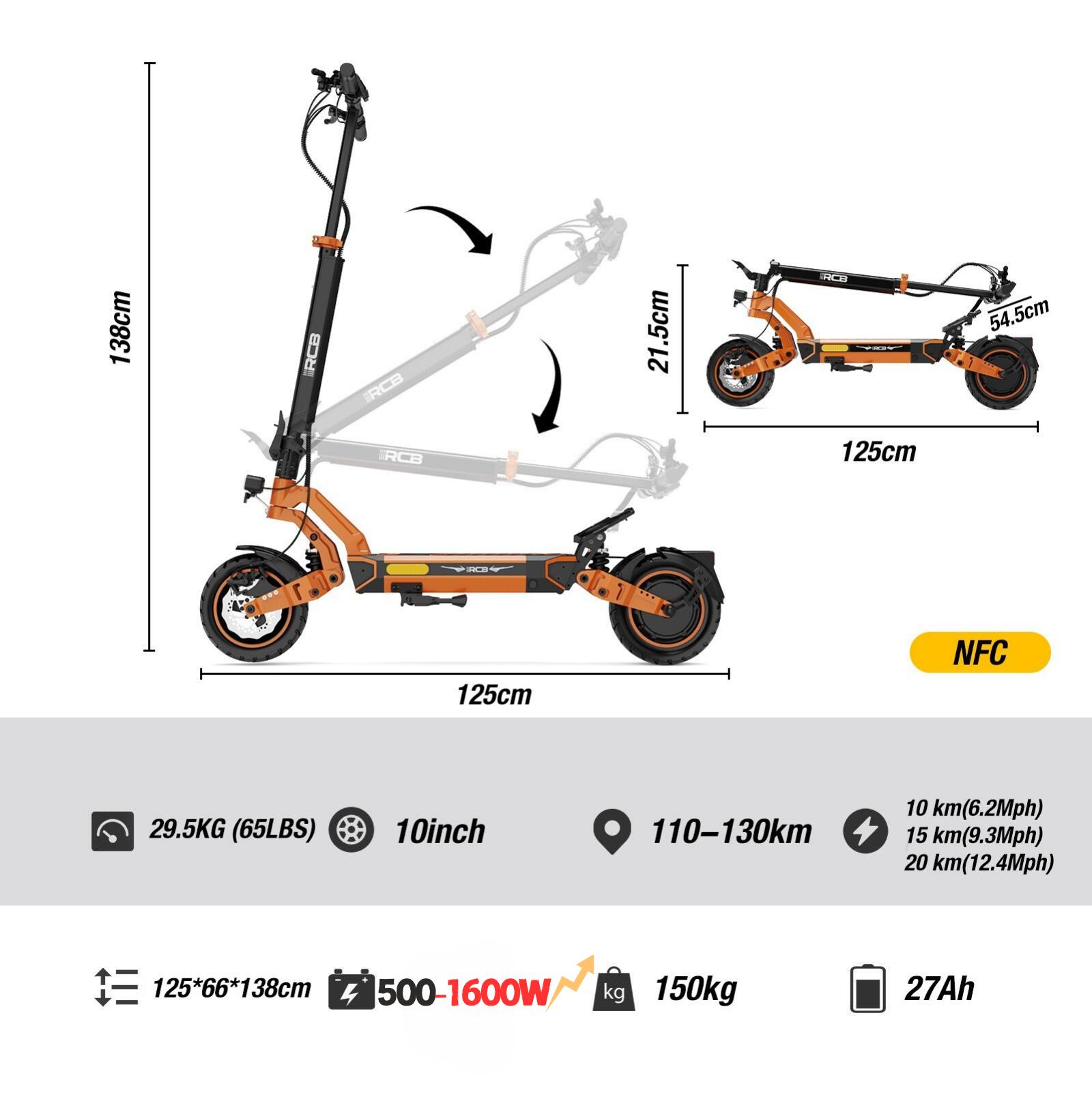 Trottinette électrique avec homologation routière 120-140KM RCB-D7 PRO-27Ah 5/6