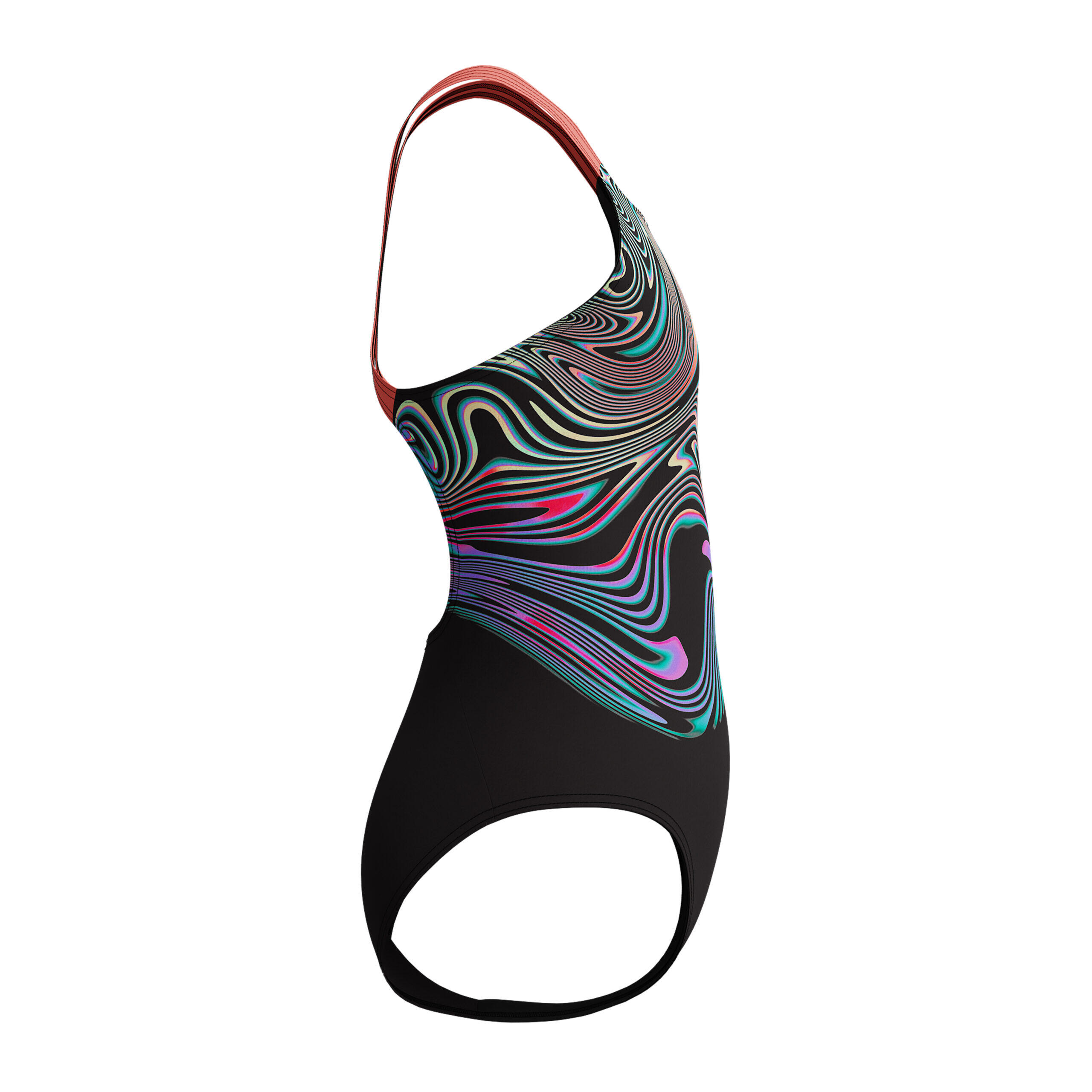 Speedo Meisjes Badpak Eco Endurance+ Print Placement Powerback Zwart/Rood 4/4