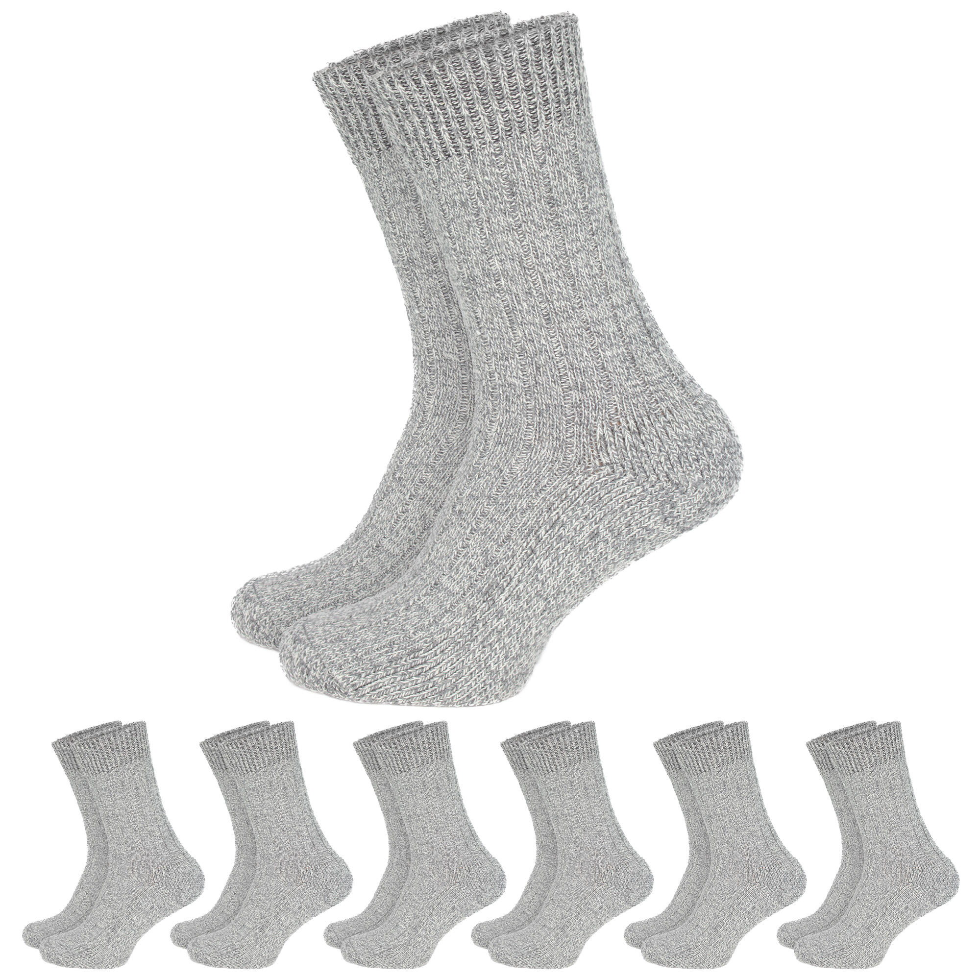 BLACK SNAKE 6 Paar Norweger Socken | warme Innensohle | Damen & Herren | Grau