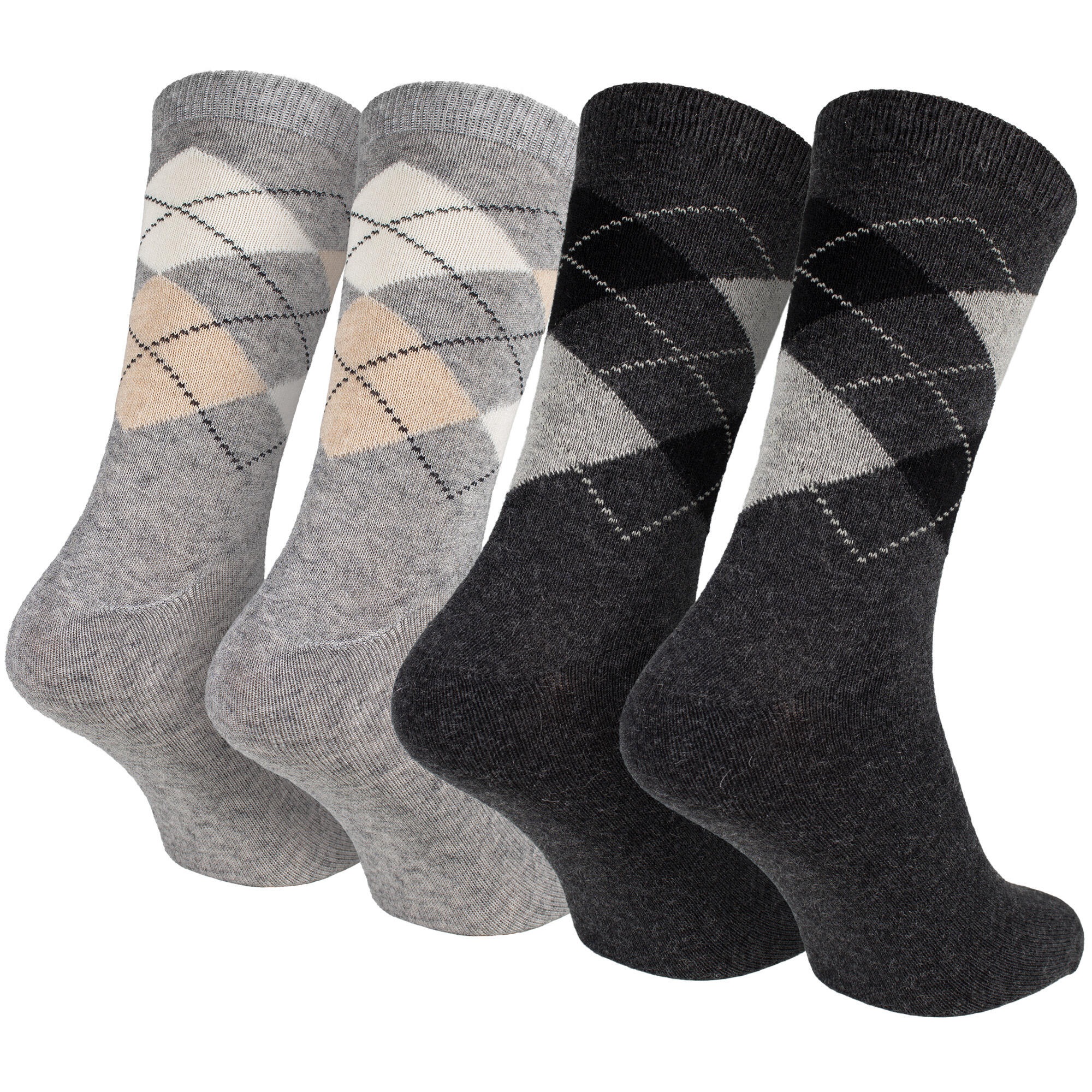 Damen Herren Business Karosocken Alpakawolle handgekettelte Zehennaht 4 Paar 4/6