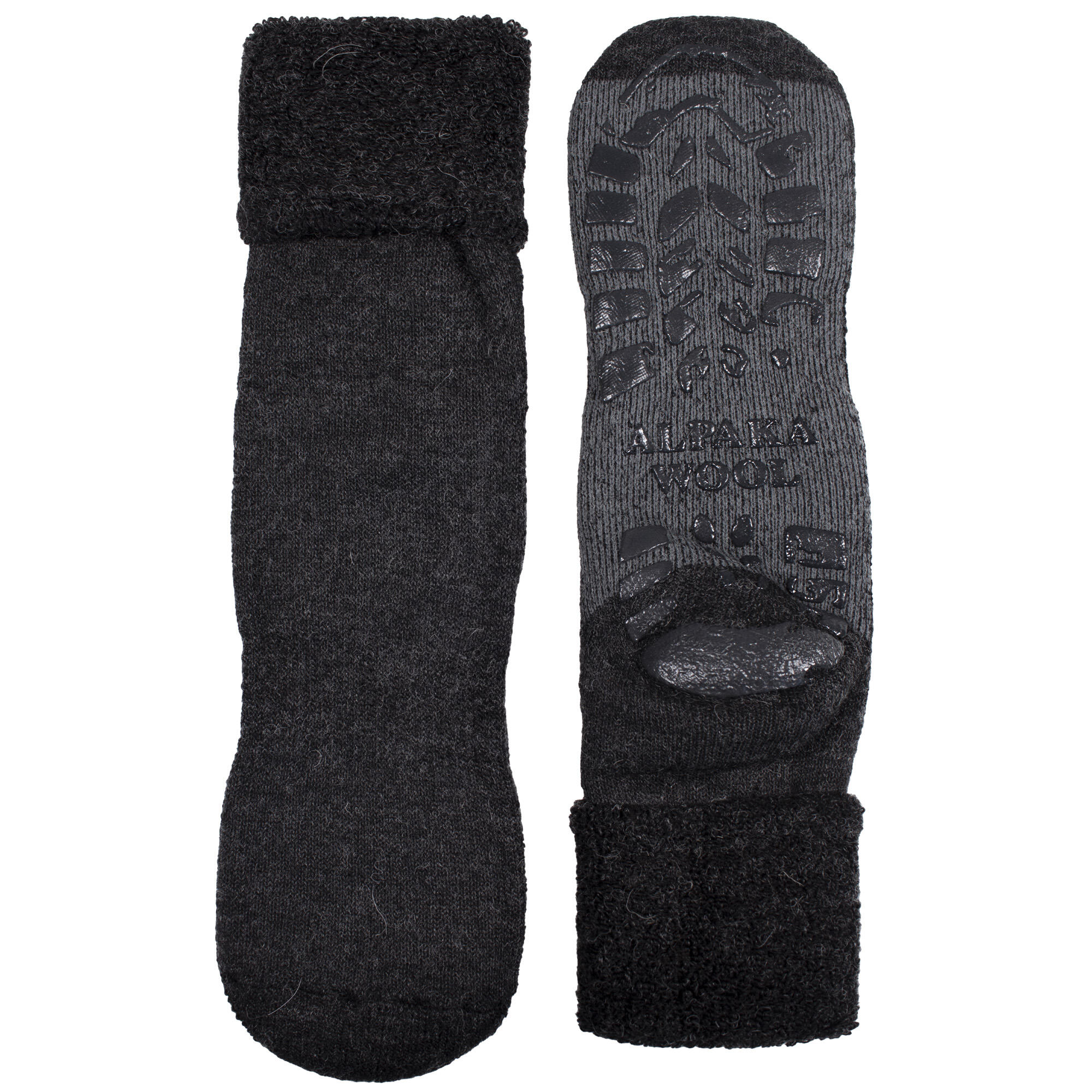 Damen Herren Stoppersocken mit Alpaka Wolle ABS-Noppensohle Umschlagbund 2 Paar 4/6
